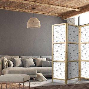 Paravent japonais - Watercolor - Airplane Show on a Bright Sky with Delicate Clouds