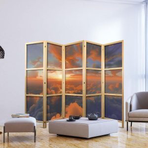 Paravent japonais - When Dawn Tickles the Clouds: A Spectacle of Colors on the Morning Sky