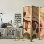 Paravent japonais - Worn Figures - Shapes in Lime Wash Technique in Warm Colors