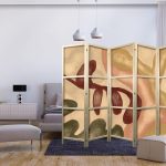 Paravent japonais - Worn Figures - Shapes in Lime Wash Technique in Warm Colors