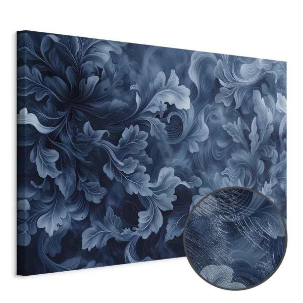 Tableau - Abstract Ornaments Dark Blue Victorian Leaves