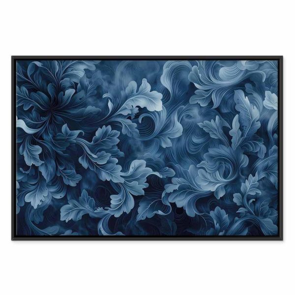Tableau - Abstract Ornaments Dark Blue Victorian Leaves