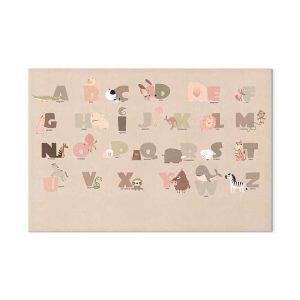 Tableau - Alphabet at the Zoo - Joyful Animals and Their Names on a Beige Background