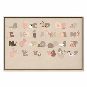 Tableau - Alphabet at the Zoo - Joyful Animals and Their Names on a Beige Background