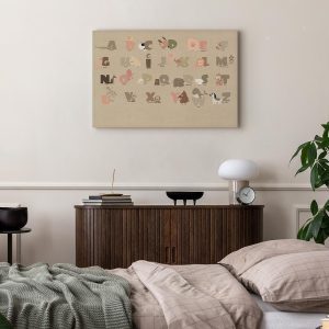 Tableau - Alphabet at the Zoo - Joyful Animals and Their Names on a Beige Background