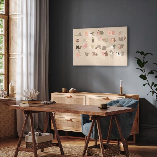 Tableau - Alphabet at the Zoo - Joyful Animals and Their Names on a Beige Background