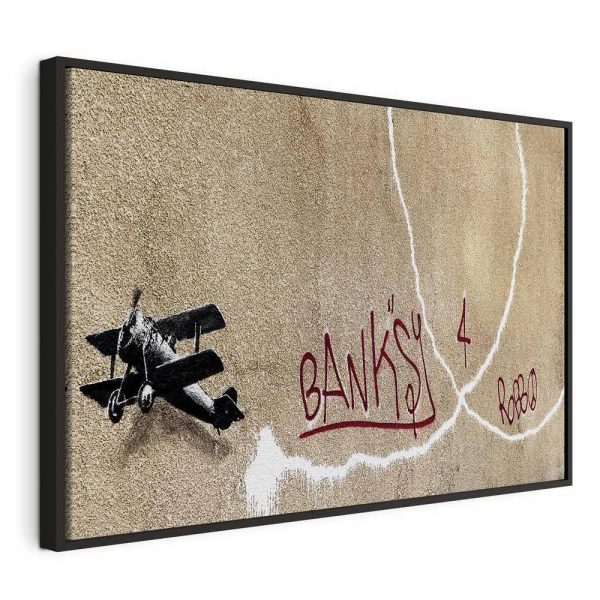 Tableau - Banksy's Plane (1-part) - Red Graffiti Text on Mural Background