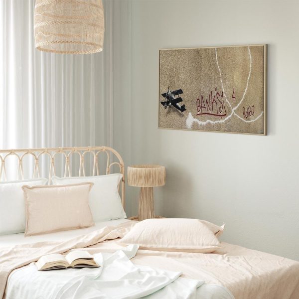 Tableau - Banksy's Plane (1-part) - Red Graffiti Text on Mural Background