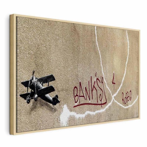 Tableau - Banksy's Plane (1-part) - Red Graffiti Text on Mural Background