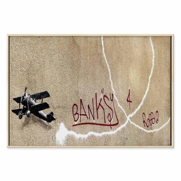 Tableau - Banksy's Plane (1-part) - Red Graffiti Text on Mural Background