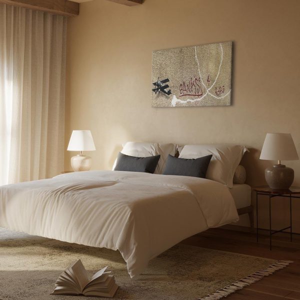 Tableau - Banksy's Plane (1-part) - Red Graffiti Text on Mural Background