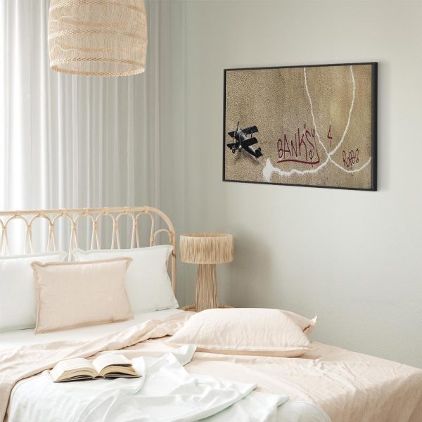 Tableau - Banksy's Plane (1-part) - Red Graffiti Text on Mural Background