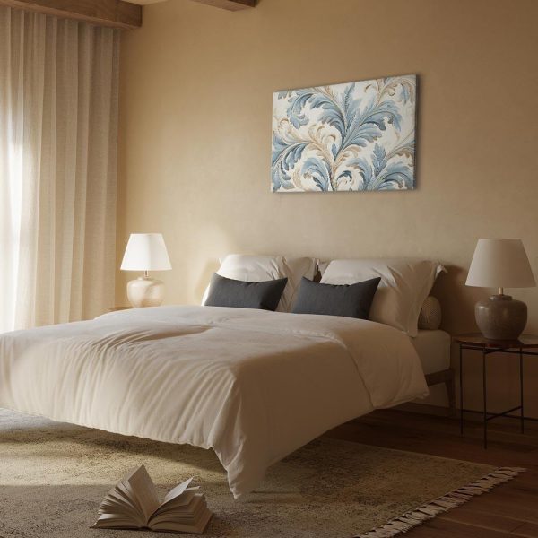 Tableau - Baroque Ornaments in Light Cream-Blue Hues