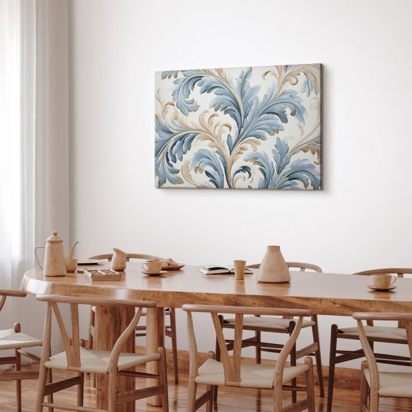 Tableau - Baroque Ornaments in Light Cream-Blue Hues