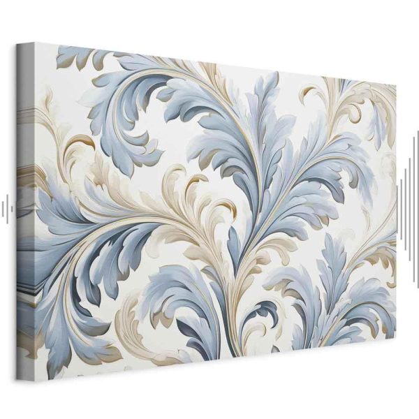 Tableau - Baroque Ornaments in Light Cream-Blue Hues