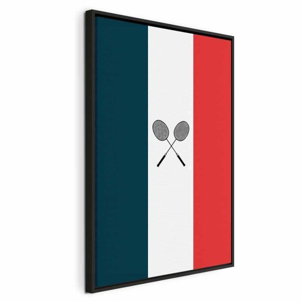 Tableau - Black Badminton Rackets Against the Backdrop of the French Flag