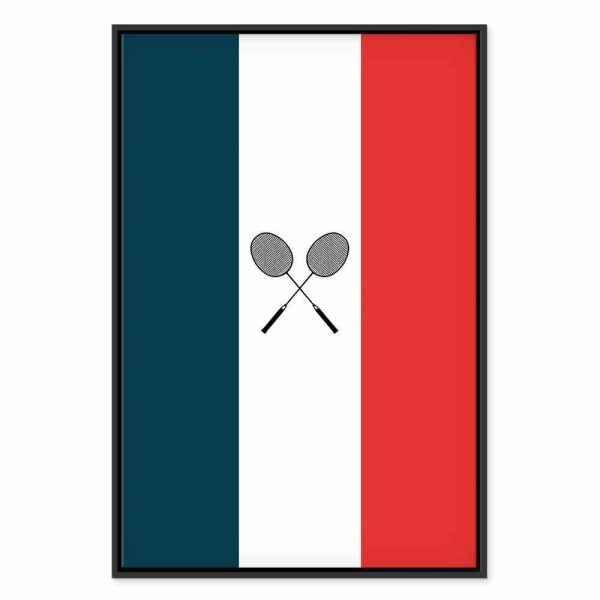 Tableau - Black Badminton Rackets Against the Backdrop of the French Flag