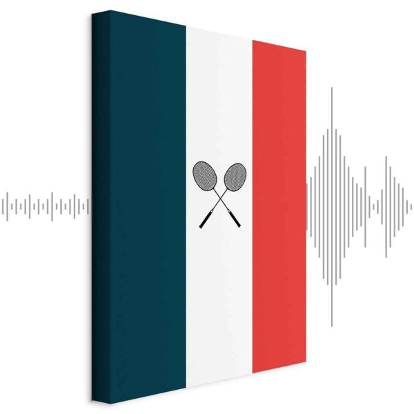 Tableau - Black Badminton Rackets Against the Backdrop of the French Flag Tableau - Black Badminton Rackets Against the Backdrop of the French Flag
