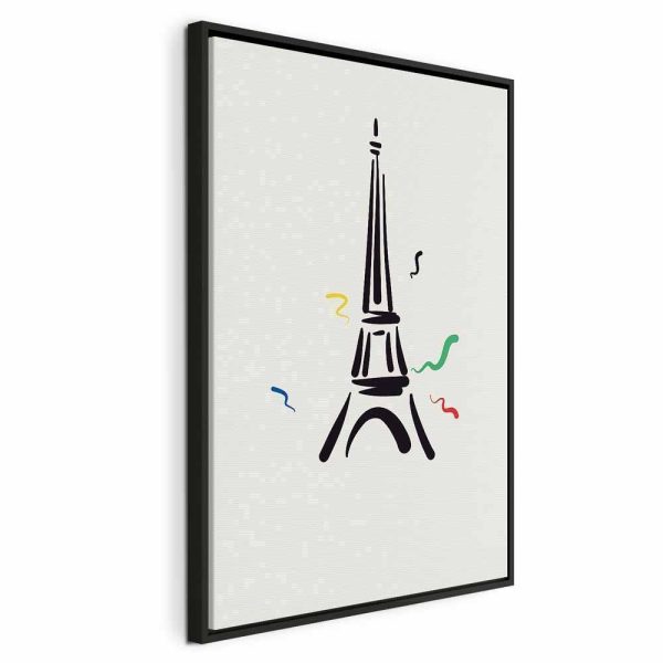 Tableau - Black Graphic Drawing of the Eiffel Tower on a Cream Background