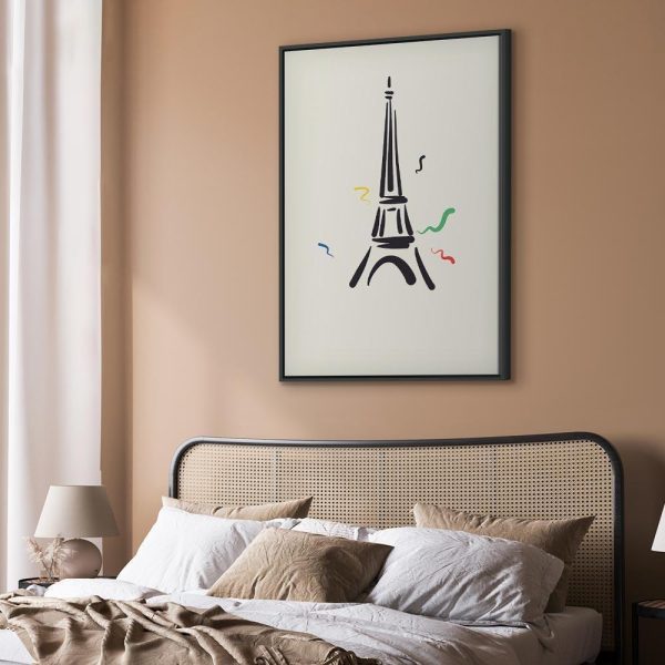 Tableau - Black Graphic Drawing of the Eiffel Tower on a Cream Background