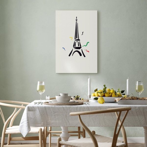 Tableau - Black Graphic Drawing of the Eiffel Tower on a Cream Background