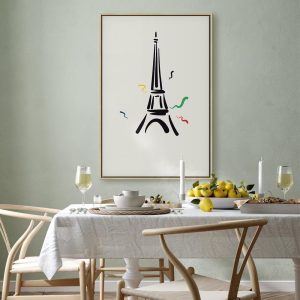 Tableau - Black Graphic Drawing of the Eiffel Tower on a Cream Background