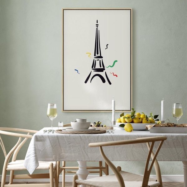 Tableau - Black Graphic Drawing of the Eiffel Tower on a Cream Background