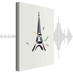 Tableau - Black Graphic Drawing of the Eiffel Tower on a Cream Background
