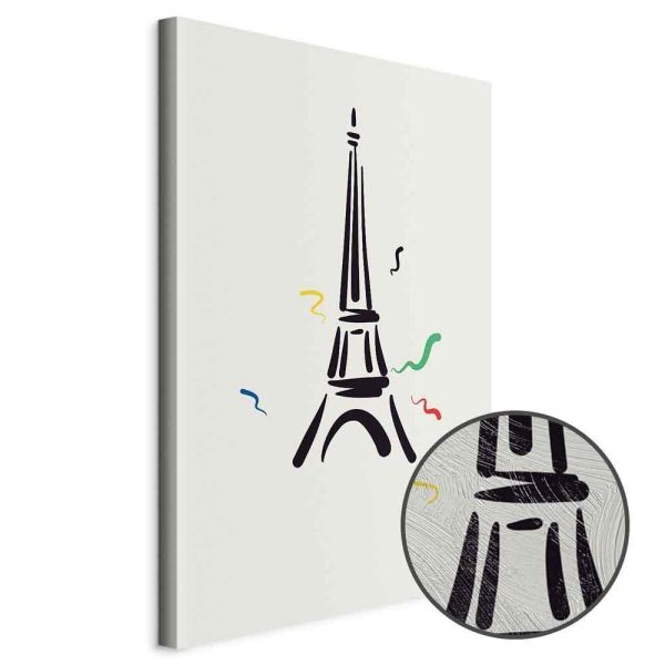 Tableau - Black Graphic Drawing of the Eiffel Tower on a Cream Background