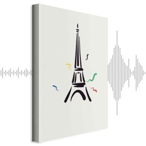 Tableau - Black Graphic Drawing of the Eiffel Tower on a Cream Background