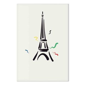 Tableau - Black Graphic Drawing of the Eiffel Tower on a Cream Background