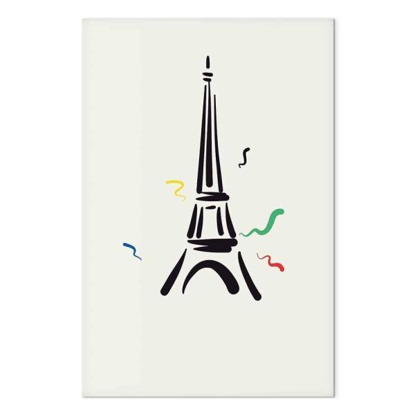 Tableau - Black Graphic Drawing of the Eiffel Tower on a Cream Background