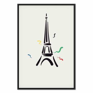 Tableau - Black Graphic Drawing of the Eiffel Tower on a Cream Background