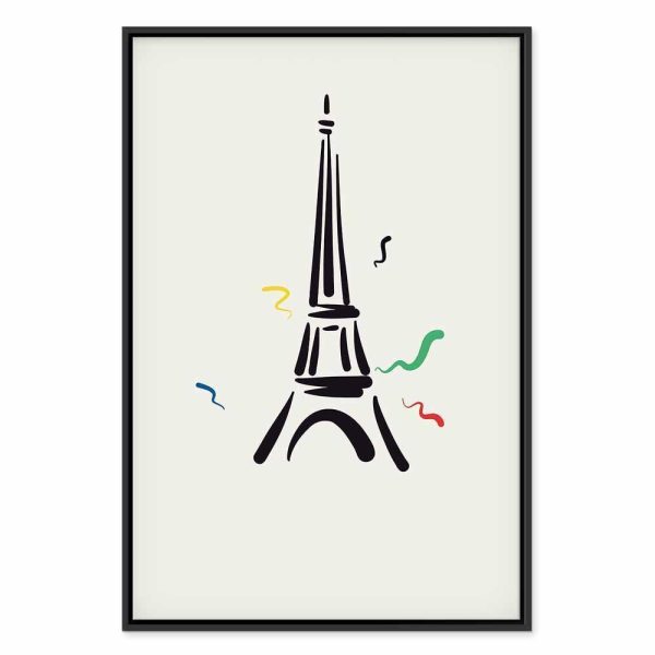 Tableau - Black Graphic Drawing of the Eiffel Tower on a Cream Background