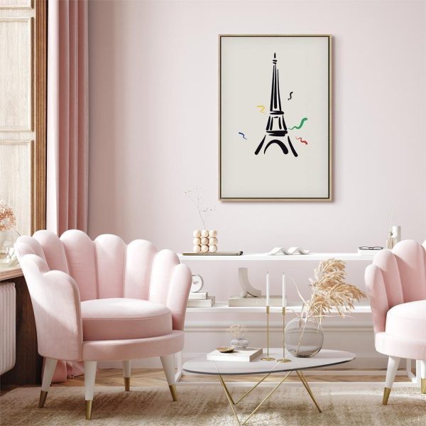 Tableau - Black Graphic Drawing of the Eiffel Tower on a Cream Background