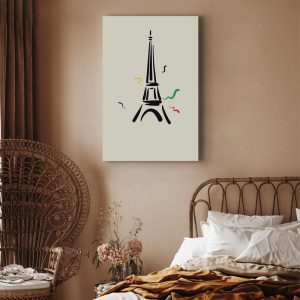 Tableau - Black Graphic Drawing of the Eiffel Tower on a Cream Background