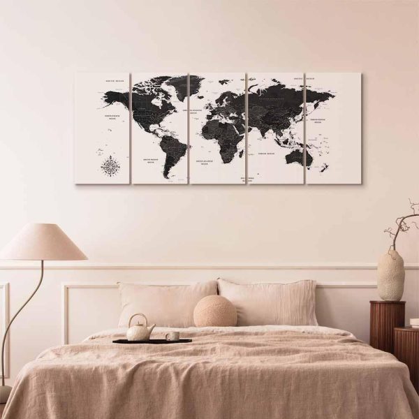 Tableau - Black and White Map (5 Parts) Narrow