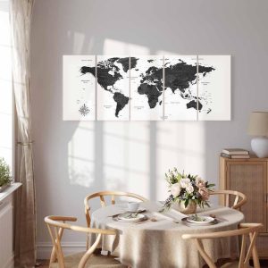 Tableau - Black and White Map (5 Parts) Narrow