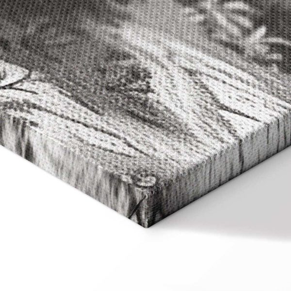 Tableau - Black and White Vintage Landscape Retro View of a Pond with a Boat