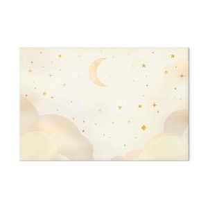Tableau - Bright Night - Moon Accompanied by Many Stars on a Light Background