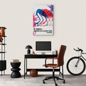 Tableau - Colorful Flamingos - Inspirational Quote with Colorful Bird Silhouettes