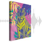 Tableau - Colorful Tiger - Intense Colors of a Tiger Surrounded by Tropical Plants
