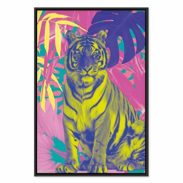 Tableau - Colorful Tiger - Intense Colors of a Tiger Surrounded by Tropical Plants