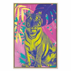 Tableau - Colorful Tiger - Intense Colors of a Tiger Surrounded by Tropical Plants