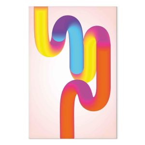 Tableau - Colorful Turns - Dynamic Composition in Shades of Yellow Pink and Blue