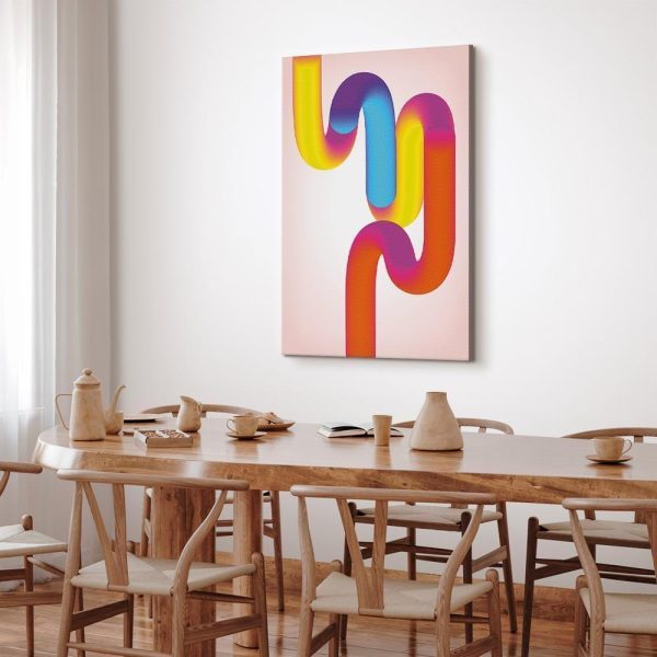 Tableau - Colorful Turns - Dynamic Composition in Shades of Yellow Pink and Blue