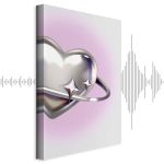 Tableau - Cosmic Heart - Silver Heart with a Ring on a Purple Background