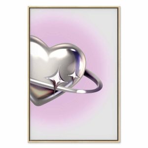 Tableau - Cosmic Heart - Silver Heart with a Ring on a Purple Background