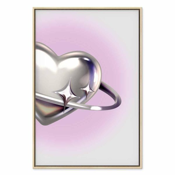 Tableau - Cosmic Heart - Silver Heart with a Ring on a Purple Background