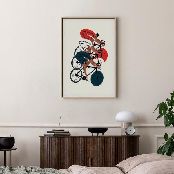 Tableau - Cycling Race Competitors on a Light Background - Illustration